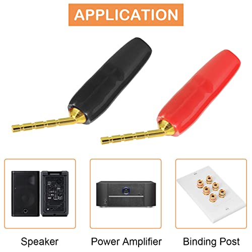 2mm Banana Plug Screw Type to 4mm Banana Socket Speaker Audio Pin Male Connector Adapter Gold-Plated Jack Terminal for Amplifiers, 16 PCS