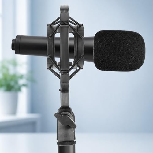 Microphone Shock Mount with Pop Filter Anti-Vibration Suspension Shockmount Holder Clip Universal Anti-Vibration Mic Holder Mic Clip Holders for 42~46mm/1.65~1.81in Diameter Studio Condenser Mics
