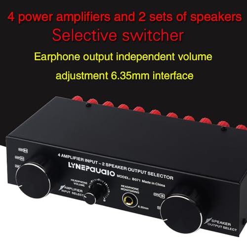 Amplifier Speaker Selector Switch Switcher 4 Input 2 Output or 2 in 4 Out Power Amplifier Speaker Selector Switcher 300W Per Channel Speaker Switch Dispenser