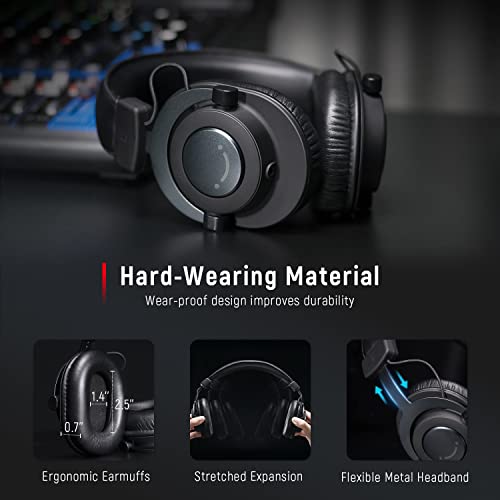 FIFINE Recording Mic Arm Kit and Streaming Headphones Bundle, Condenser Microphone Boom Arm with Mute Button, Gain Knob, Over Ear Wired Headphones with Detachable Cables for Podcast(T669PRO1+H8)