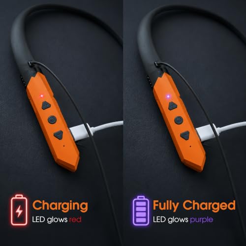 Manhattan Bluetooth 5.2 Neckband Earbuds, 15-Hour Battery, IPX4 Mic - color: Black/Orange