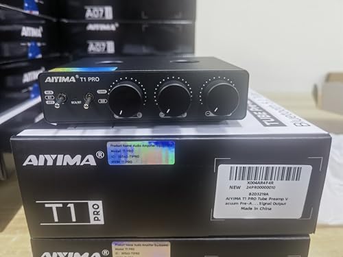 AIYIMA T1 PRO Vacuum Tube Preamplifier Bluetooth 5.1 with Treble Bass | 12V Trigger/RCA Out | Swappable Op-Amp & Tubes | Home Audio Pre-amp for 2.0/2.1 A07 MAX Stereo Amplifiers & Bookshelf Speaker
