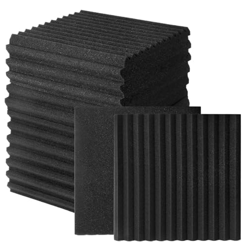 50 Pack Acoustic Foam Panels 1" X 12" X 12" Wedge Soundproof Studio Foam for Walls Sound Absorbing Panels Sound Insulation for Studio (50 Pack, Black) - size: 50 Pack