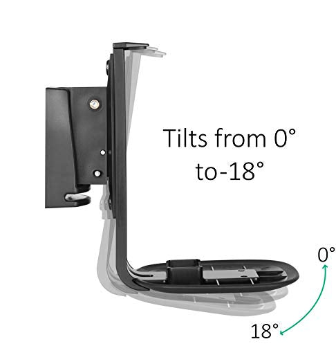 ynVISION.DESIGN Wall Mount for Sonos One, One SL, Play:1, 2 Pack, Black | Tilt 18° and swivel right or left 45°, cable management, hardware included for drywall, brick, and wood stud walls - color: Black