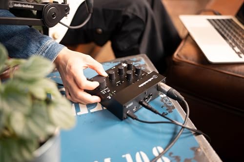 Audio-Technica AT-UMX3 USB Desktop Audio Mixer | USB audio mixer with loopback and phantom power for streaming, podcasting and gaming - color: Black