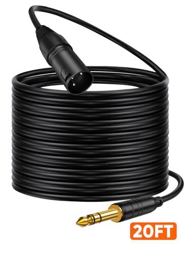 1/4" to XLR 3Pin,6.35mm TRS to XLR Male Balanced Microphone Patch Cable | Quarter inch TRS Plug to XLR For Amplifiers,Mixer,Speaker,Guitas,Studio Monitor,3~50ft - size: 20FT-1pcs