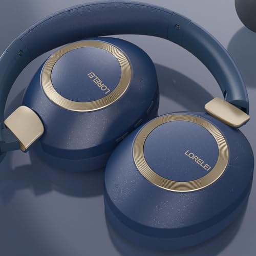 LORELEI B-C6 Wireless Over Ear Headphones, 50H Playtime Foldable Lightweight Bluetooth Headsets, Deep Bass, Built-in Microphone, Memory Foam Earmuff, for Travel, Home Office (Navy Blue) - color: Blue