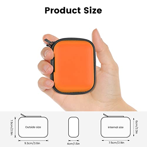 Earbud Case, RISETECH Hard EVA Earphone Travel Case Holder Headphone Small Zipper Pouch Compatible with Flash Drive, SD Cards, USB Charger Cable, AirPods, Sony Wired Earbuds with Keychain -Orange - color: Orange