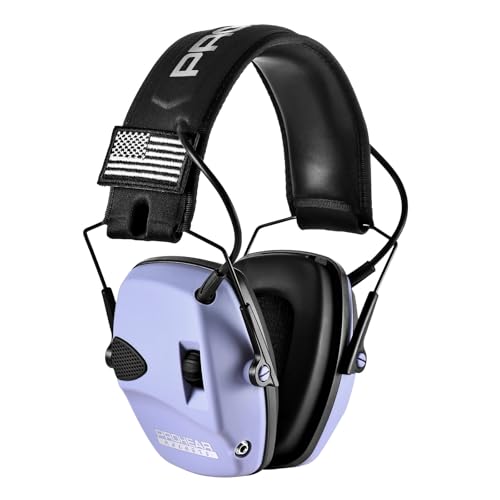 PROHEAR Electronic Ear Protection for Shooting with 4X Sound Amplification, Gun Range Hearing Protection Muffs, NRR 23dB Noise Reduction Headphones for Hunting, Purple - style: Electronic-purple