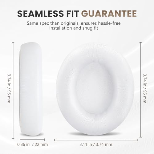 Studio Pro Headphone Ear Pads, Replacement Earpads/Cushions for Beats Studio Pro, with Premium Protein Leather, Resilient Memory Foam, Added Thickness - color: White