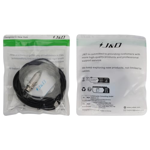 J&D XLR Female to 3.5mm TRS Male Balanced Mic Cable, 9 ft | 24K Gold-Plated Plugs and Copper Shell XLR to 3.5mm TRS Balanced Mic Cable for DSLR Cameras, Sound Cards and Mixers - size: 9 Feet