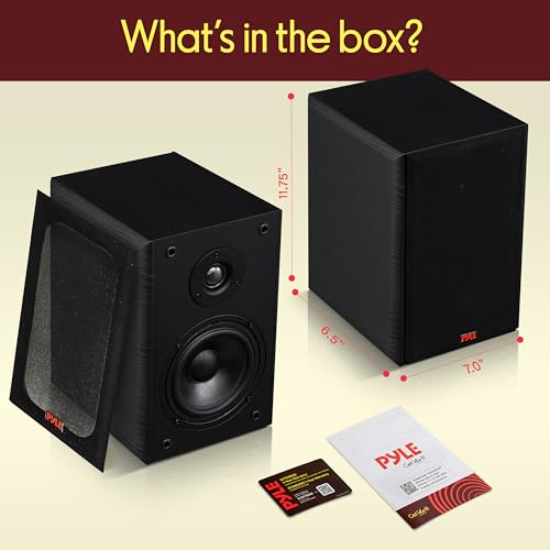 Pyle 5.25” Wired Bookshelf Speakers Pair – 2-Way HiFi Home Theater Speakers with Wall Mount Brackets, Paper Cone Woofer & Soft Dome Tweeter, Compact Stereo Speaker System, Black - color: Black, size: 5.25 inch