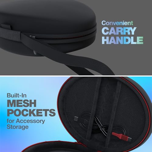 Travel Over Ear Headphone Case - Hard Shell Headphone Case with USB-C Cable - Compatible with Skullcandy/BERIBES/TOZO/KVIDIO/Beats/Anker Noise Cancelling Foldable Wireless Headphone (Black)