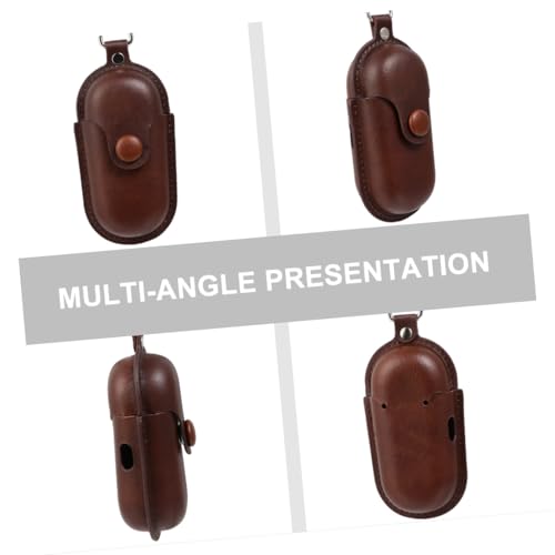 Uonlytech Portable Earphone Holder Case for in-Ear Headphones, Dustproof Waterproof Storage Bag, Dark Brown Protective Cover for Travel and Camping