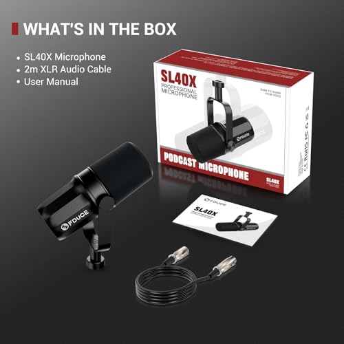 XLR Dynamic Microphone for Vocal Recording, Podcasting, Gaming, Live Streaming&Broadcasting, All Metal Cardioid Mic, Voice-Isolating Technology SL40X - style: SL40X