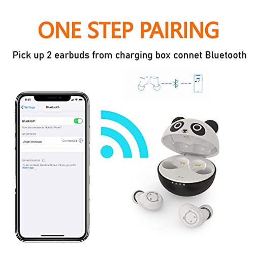 Cute Panda Wireless Earphones, Waterproof, Noise Cancelling in-Ear erbuds, TWS Stereo Headphones, Built in mic Headset Premium Sound with deep bass,JE-04B_K62 - color: JE-04B_K62