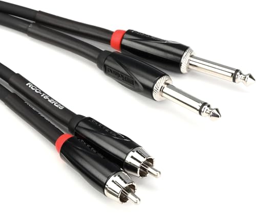 Roland Black Series Interconnect Cable, Dual RCA to Dual 1/4-Inch, 15-Feet - size: 15 ft, style: Dual RCA-1/4"
