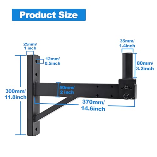 Speaker Wall Mount, Tilt, Holds up to 100lbs, 2 Packs | Heavy Duty Wall Speaker Mount bracket for Professional Audio, HD-319, Black