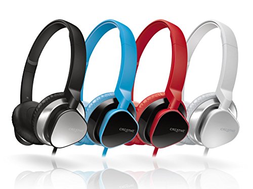 Creative HITZ MA2300 On Ear Headphone with 30mm Drivers, Flat Folding Ear Cups, In-Line Remote and Mic - Blue - color: Blue, size: 30mm