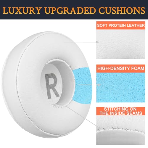 SOULWIT 70mm Earpads Replacement for Logitech Zone 300/Zone 301/Zone 305 Wireless Headphones, Ear Pads Cushions with Soft Protein Leather, Noise Isolation Foam - Zone 300 PL White