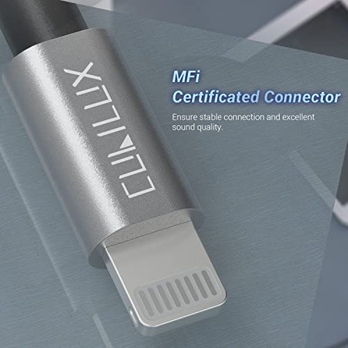 Cubilux Lightning to 3.5mm TRS Microphone Adapter with Headphone Jack Compatible with iPhone 14 Pro Max 14 Plus/13/12/11/SE 2/Xr/Xs Max/8/7, 1/8” Audio & MIC Splitter for Old iPad (Lightning Version) - color: MIC & Headphone Jacks, Grey
