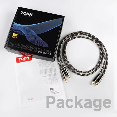 TODN Audiophile RCA Cables 10ft OCC Dual Shielded for HiFi Stereo Audio - color: J-MAX, OCC, size: 10ft, Stereo Pair