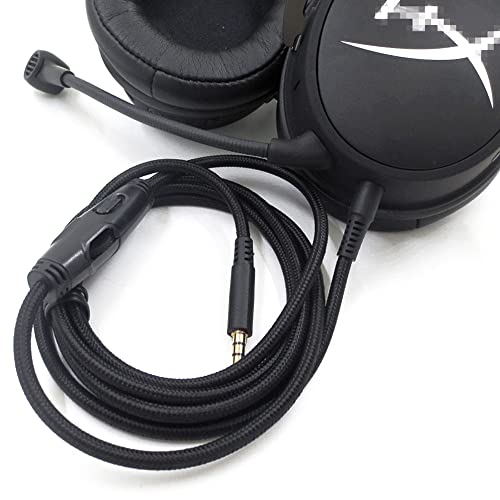 HyperX Cloud Alpha Replacement Cable - Compatible with Cloud Alpha, Mix, Flight, Logitech G633, G933 Gaming Headsets - 3.5mm Audio Cable with Mute & Volume Control (No Mic, 4.9ft) - style: 4.9FT