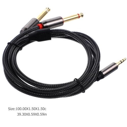 KALLORY 3.5mm to Dual 1/4 Inch Mono Audio Splitter Cable 1m Y-Splitter Compatible with CD Players Multimedia Speakers Home Stereo Systems Black