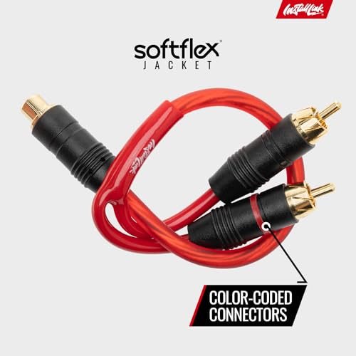 Install Link RCA Y Adapter Cable, 1-Female to 2-Male Splitter, 2-Pack (OFC) | Pure OFC Copper, 1ft, Feeds One Stereo Signal to Two Components, for Subwoofer, Home Theater, Car Audio Amplifier, Studio - color: Frosted Red, size: 1-Female to 2-Male