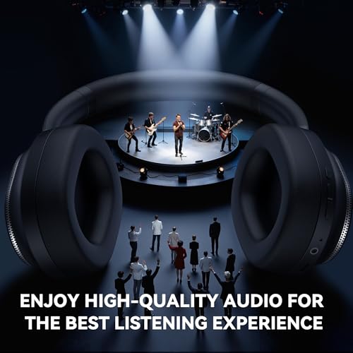 Pointcinco Hybrid Active Noise Cancelling Headphones, Over Ear Bluetooth 6.0 Wireless Headphones, 50H Playtime, Deep Bass, HiFi Stereo Sound, Lightweight Foldable for Travel, Home and Office (Black)