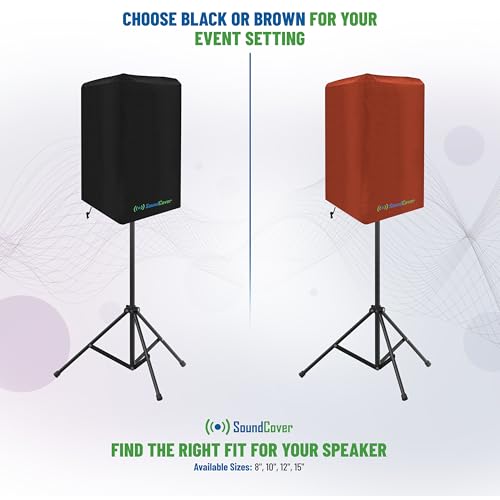12-Inch PA/DJ Speaker Cover – Brown 420D Polyester with Silver UV50 Coating – Water-Resistant, Protective Bag for Stand-Mounted Powered Speakers – Lightweight, Open-Bottom Design (Single Cover) - size: 12 Inch Single Cover