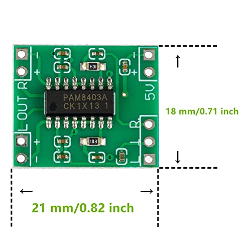 PAM8403 Ultra Mini Digital Power Amplifier Board 2×3W Class D 2.5-5V Input can be Powered by USB(Pack of 10 pcs)
