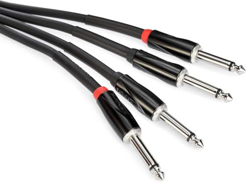Roland Black Series Interconnect Cable, Dual 1/4-Inch to Dual 1/4-Inch, 5-Feet | 1/4 inch TS connectors with spiral shielding and copper core for pedals, instruments and studio equipment - size: 5 ft, style: Dual 1/4"-1/4"