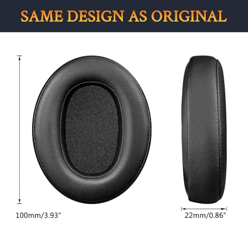 SOULWIT Replacement Earpads for KVIDIO WH201A Bluetooth Over Ear Headphones, Ear Pads Cushions with Soft Protein Leather, High Density Foam - Black