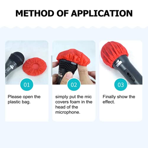50 Pcs (25 Pairs) Disposable Microphone Cover, Non-Woven Handheld Microphone Windscreen Protective Cap for Karaoke(Red,Yellow)