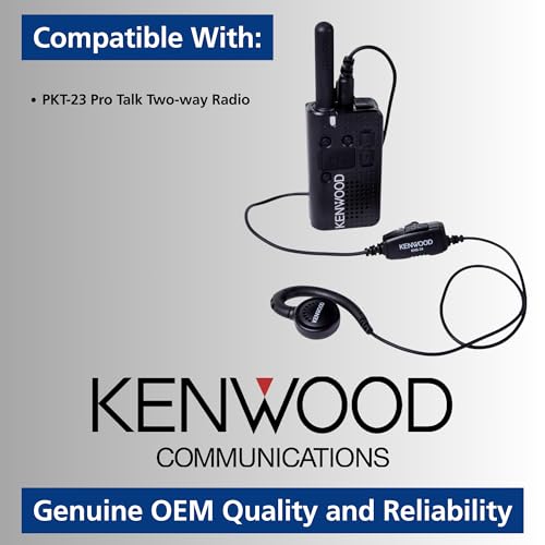 Kenwood KHS-34 Walkie Talkie Earpiece with Mic, C-Ring Ear Piece for Walkie-Talkie, in-Line PTT Switch, Compatible with ProTalk PKT-23 Portable Radios - style: KHS-34