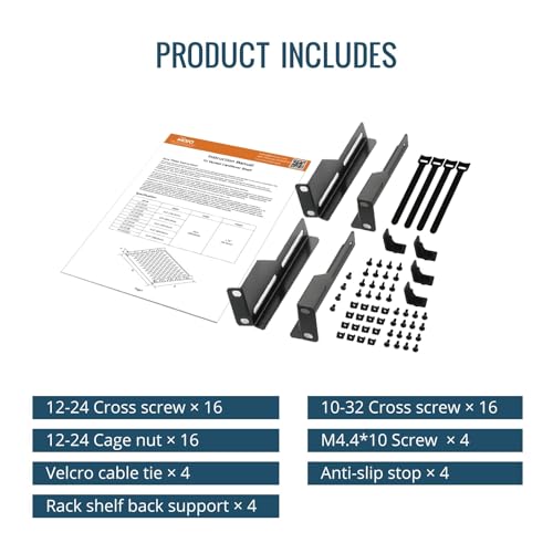 Tecmojo 1U Rack Shelf,19 inch Rack Shelf 14 inch Depth,Rack Mount Shelf with Anti-Slip Stops,Server Rack Shelf and Network Shelf for 19in Equipments, 110lbs Capacity of Vented 1U Shelf,No Lip(2 Pack) - size: 14 in/2pack