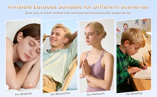 Invisible Mini Sleep Earbuds Bluetooth Wireless for Side Sleeper Small Ears - color: Beige