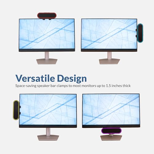 Cyber Acoustics CA-2890GX USB Speaker Bar with Music-Sync LED Lights | Monitor-Mounted Speaker Bar, Great for Music and Casual PC Gaming, 9 Color Modes, USB-C with USB-A Adapter Included - style: USB & LED