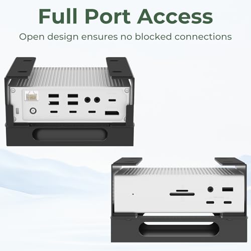 Adjustable Under Desk Mount Exclusive for CalDigit TS3 Plus / TS4 / TS5 Dock & Power Brick, Space-Saving Thunderbolt 3/Thunderbolt 4 Dock Holder with Cable Straps, Easy Install with All Screws