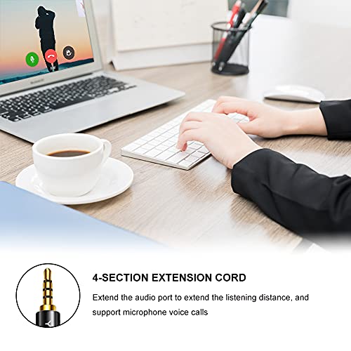 Headphone Extension Cable 10 ft, 4 Pole Nylon Braid 3.5mm TRRS Male to Female Lossless Stereo Audio Adapter Extension Cable for Tablet/PC/ PS4 and More (10FT/3M) - size: 10 ft