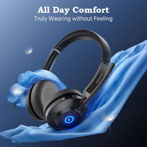 Bluetooth Wireless Headset with Mic for Work, Advanced Noise Reduction Microphone, Clear Calls - Comfortable On-Ear Headphones, Bluetooth 5.3, Applicable to PC, Zoom(Without USB Dongle) - color: Black