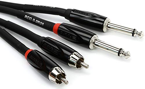 Roland Black Series Interconnect Cable, Dual RCA to Dual 1/4-Inch, 3-Feet - size: 3 ft, style: Dual RCA-1/4"