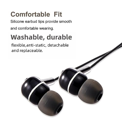 Earbud Tips Soft Silicone Earbuds Replacement Tips Fit for in-Ear Headphones(Inner Hole from 3.8mm -4.2mm Earphones) 9 Pairs S/M/L,Black