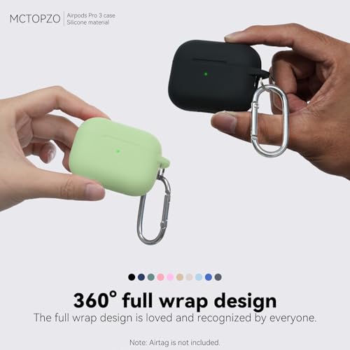 for AirPods Pro 3 Case 2025,Come with Cleaner Kit,Pastel Green | Silicone Protective Cover for Airpod Pro 3rd Generation Case with Keychain,for Women Men,One-Piece Design,Shockproof - color: C-Pastel Green