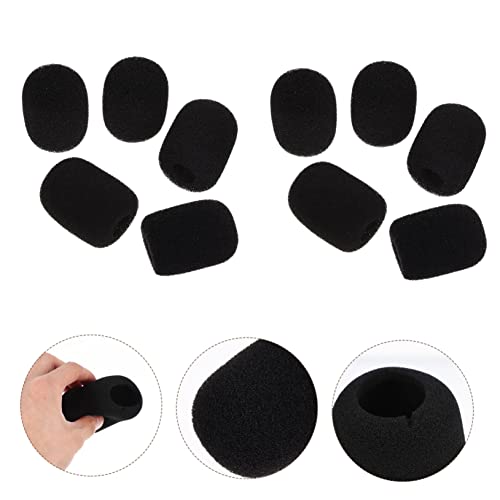 10pcs Black Sponge Microphone Covers Washable Windproof Mic Set