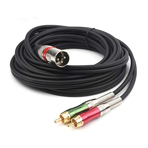 15FT XLR Male to 2 x Phono RCA Plug Adapter Y Splitter Patch Cable, 1 XLR Male 3 Pin to Dual RCA Plug Stereo Audio Cable Connector(4.5M) - color: 4.5m (1XLR-2RCA)