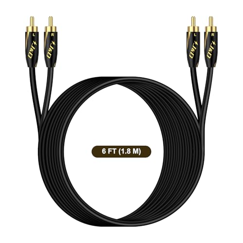 J&D Audiophiles RCA Cable, 24 AWG 2RCA Male to Male Stereo Interconnect Audio Cord, Gold-Plated Subwoofer Cable for Home Theater, HDTV, Amplifiers, Hi-Fi Systems, Speakers, 6 Feet/1.8 Meter - size: 6 Feet
