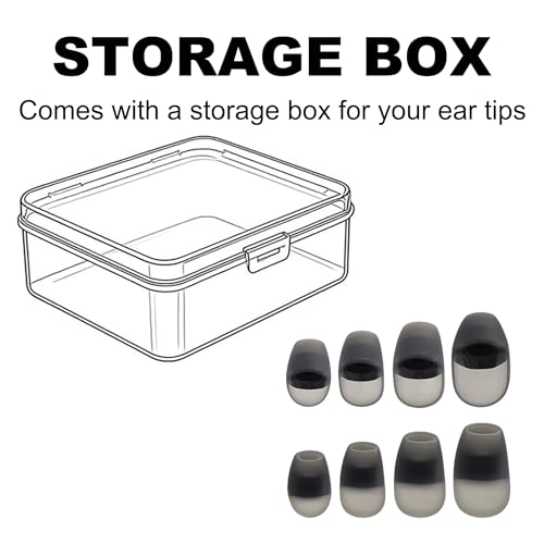 Replacement Ear Tips Compatible with HyperX Cloud Earbuds II | Soft Silicone Eartips with Portable Storage Box (4, Grey, XS/S/M/L)