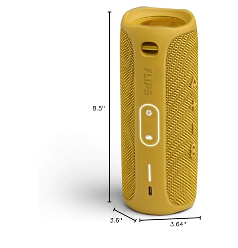 JBL FLIP 5, Waterproof Portable Bluetooth Speaker, Yellow | Sounds better than ever, Bring the party anywhere, Make a splash with IPX7 waterproof design, A rainbow of colours - color: Yellow